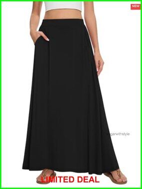 Women's Flowy Maxi Skirt High Waist A-Line Summer Beach Long Skirt